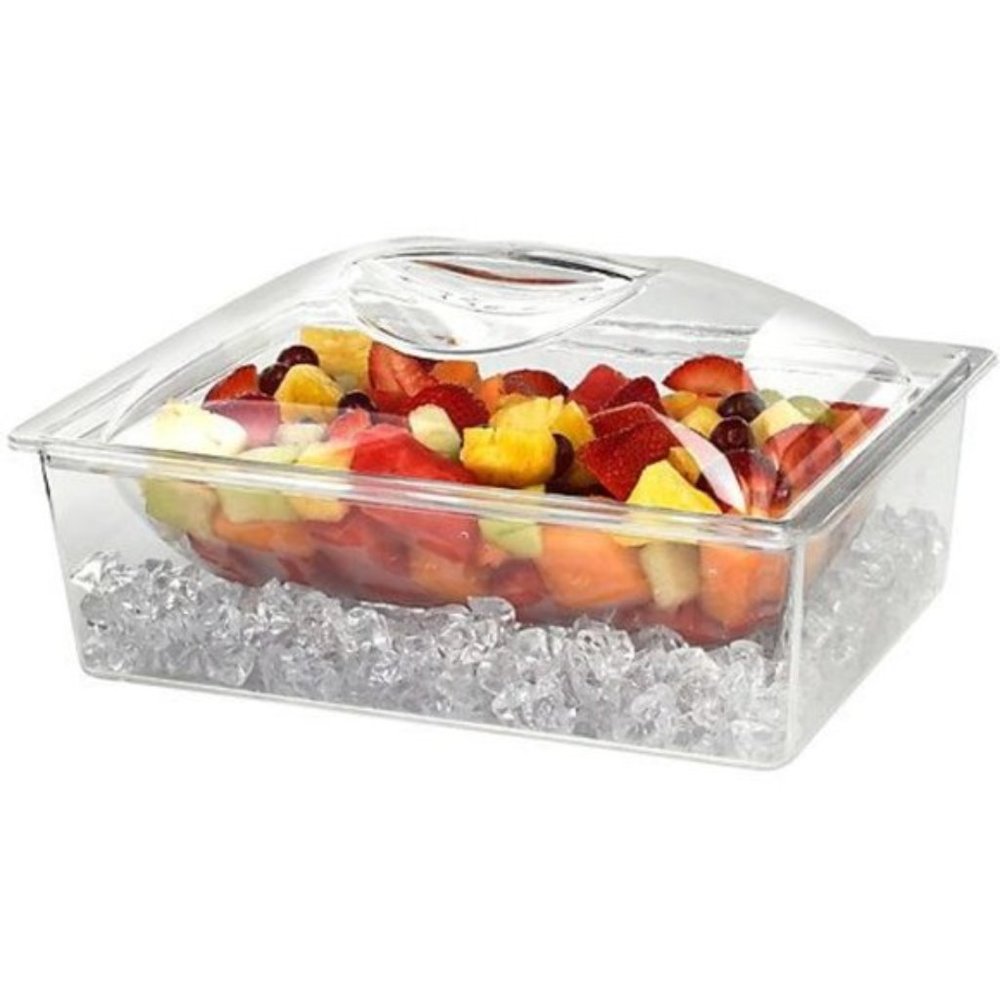 Acrylic Chiller Serving Container Keep Food Cool and Crisp On Ice 3 Pc. Set New